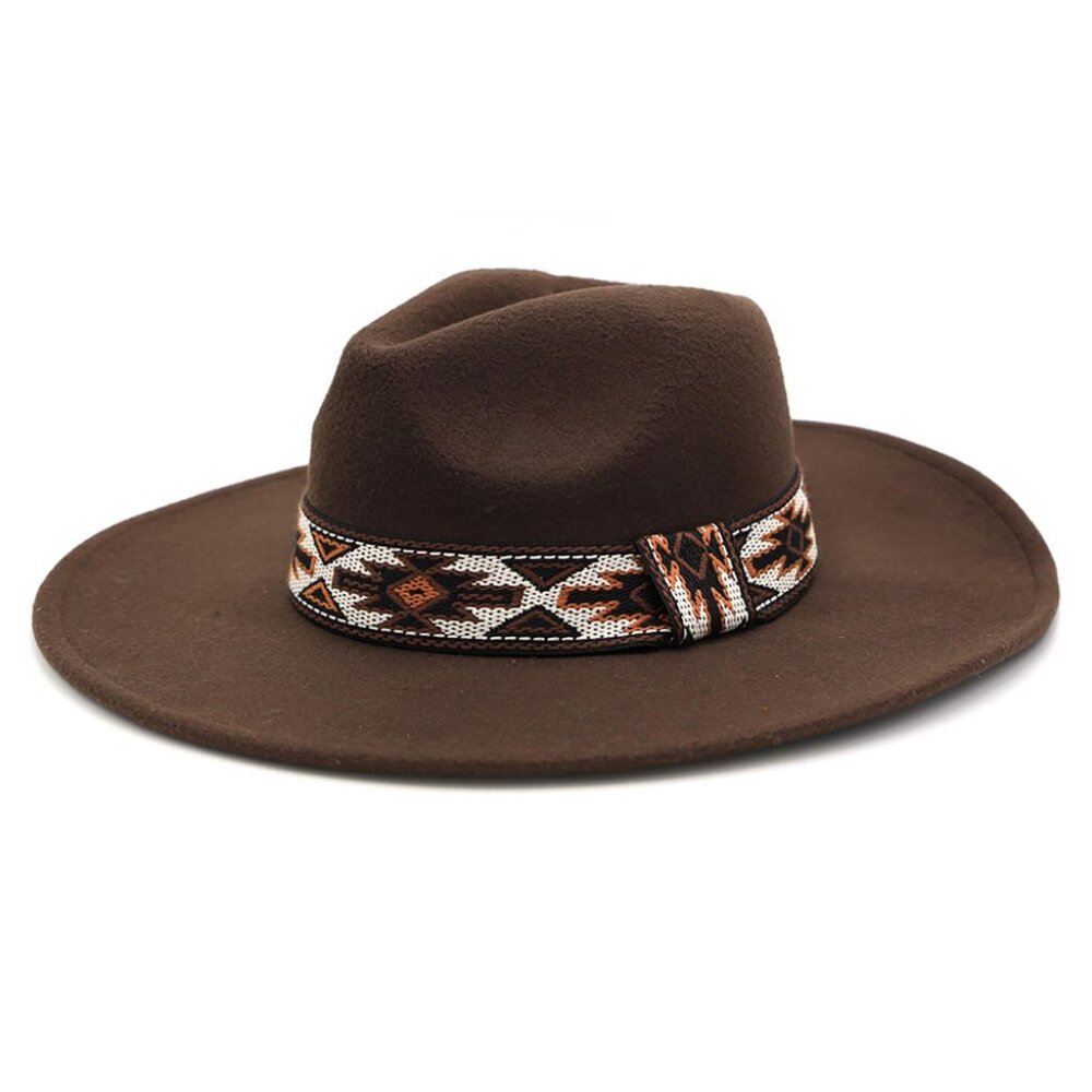 Hat. Dark Brown Felt. Southwestern Pattern Band. NWT - Picture 5 of 5